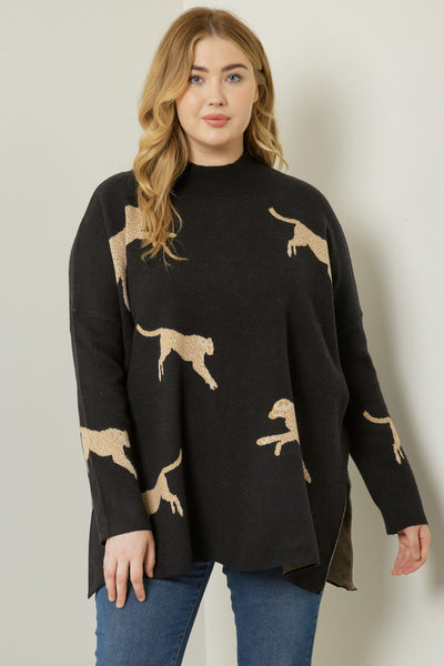 Plus Cheetah Mock Neck Sweater – Free Souls Boutique