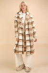 Fuzzy Plaid Button Down Coat