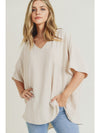 Wide V Dolman Pocket Top