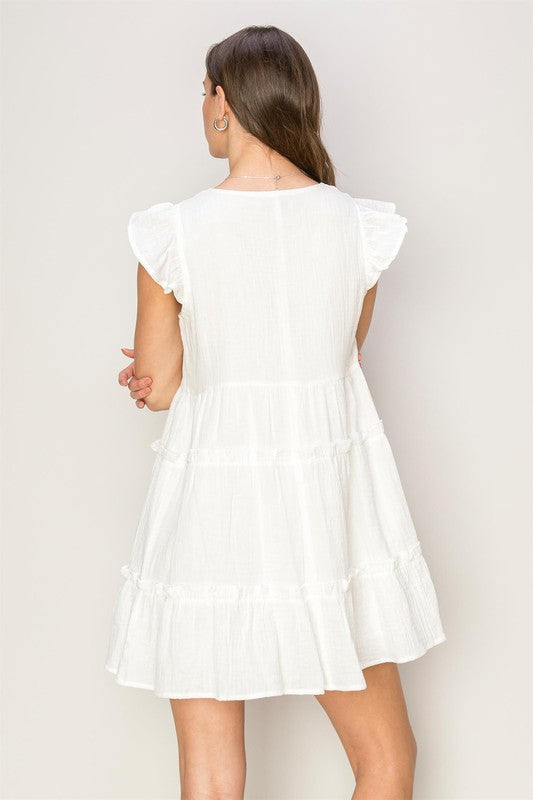 Gauze Tiered Mini Dress