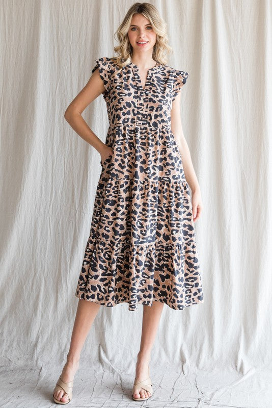 Leopard Tier Midi Dress