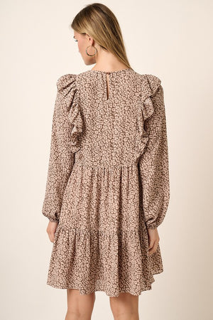 Ruffle Detail Animal Print Dress