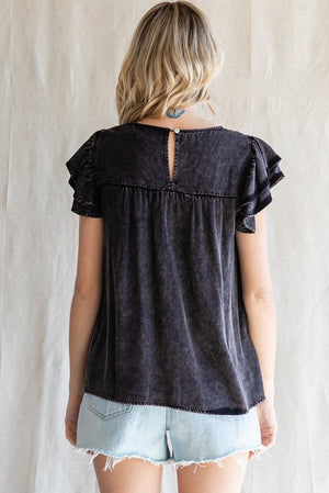 Washed Yoke Detail Top