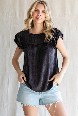 Washed Yoke Detail Top