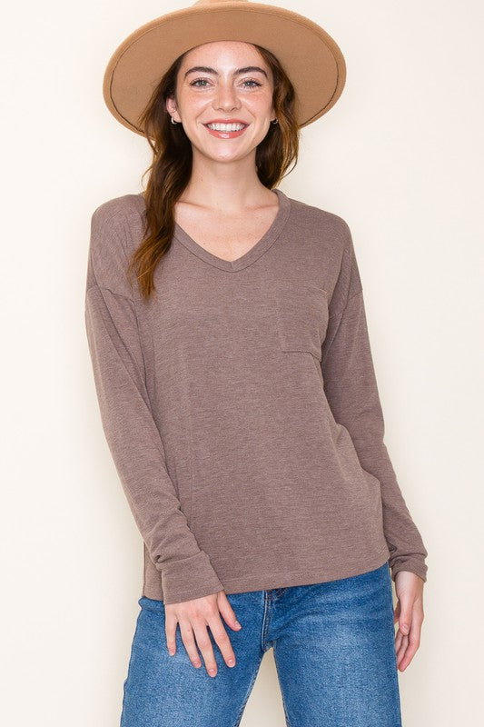 LS V-Neck Hacci Knit Top