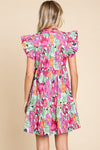 Open Neck Floral Babydoll Dress