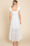 Solid Eyelet Maxi Dress