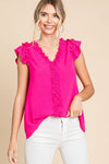 Vertical Ruffle Woven Top