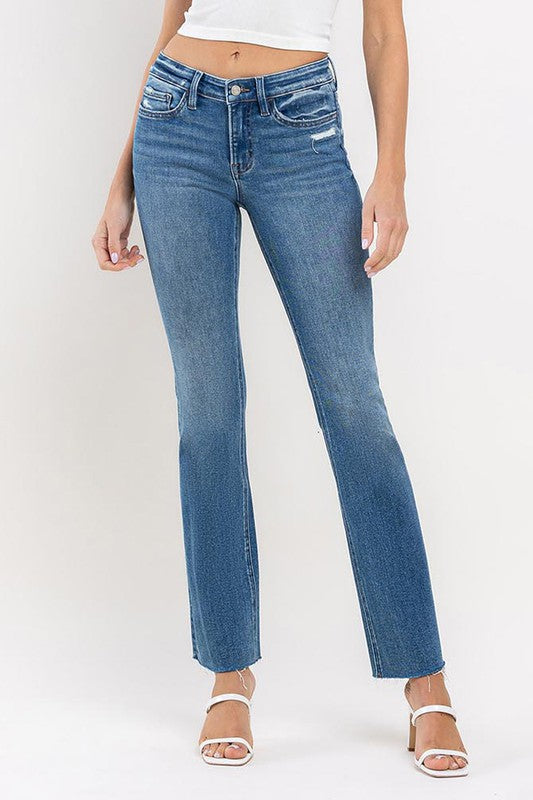 Well Rounded Mid Clean Raw Hem Bootcut Jeans