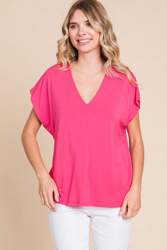 Solid V Dolman Top