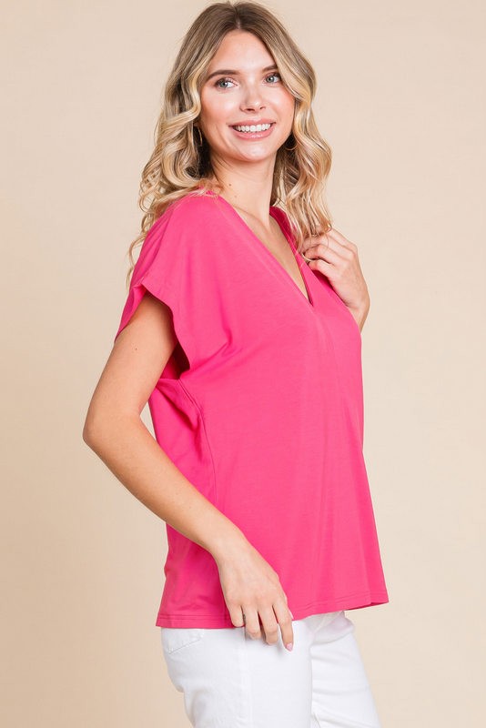 Solid V Dolman Top