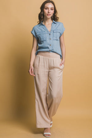 Smocked High Waist Pants