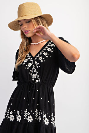 Embroidered Tier Maxi Dress