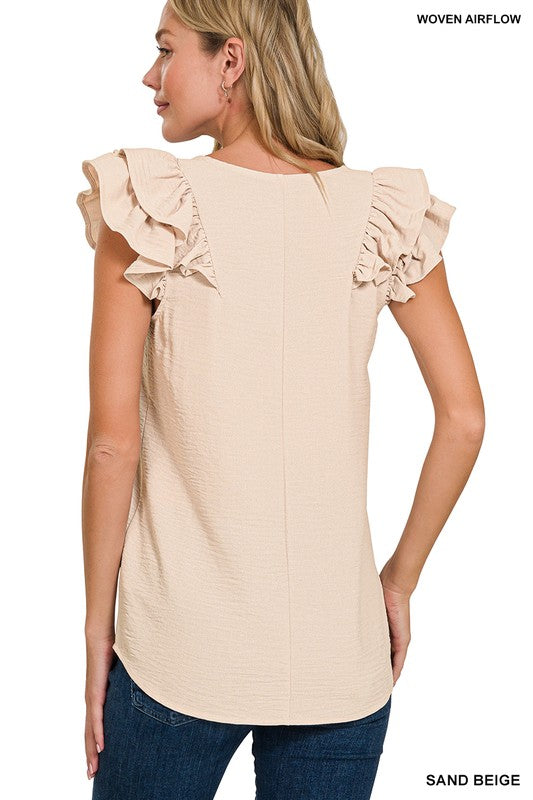 Airflow Tiered Ruffle Sleeve Top