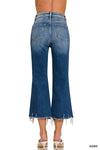 Distressed Knee Fray Hem Crop Jeans