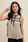 Triple Bow Tie Sleeveless Top