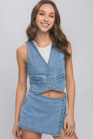 Denim Buttoned Vest