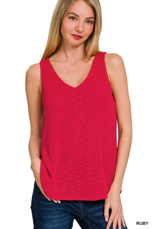 Slub Knit VNeck Tank Top