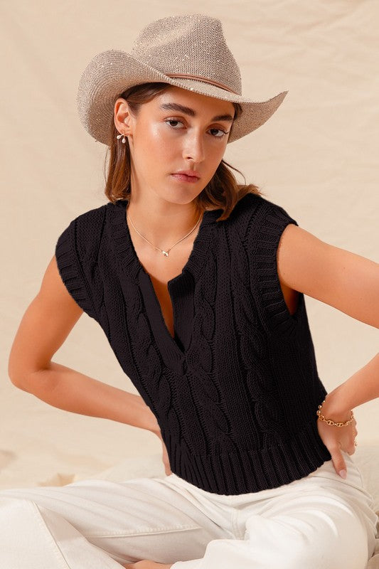 Notch Neck Sweater Vest