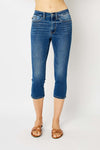 Mid Rise Side Slit Capri Jeans