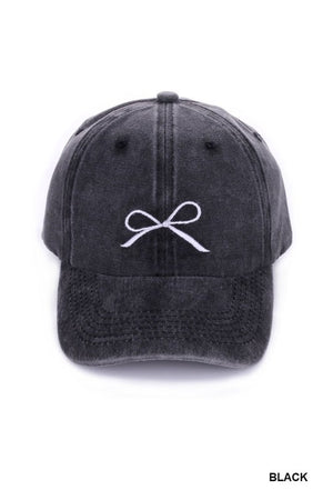 Thin Ribbon Bow Embroidered Hat