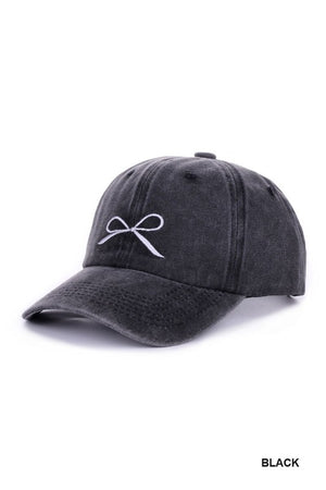 Thin Ribbon Bow Embroidered Hat