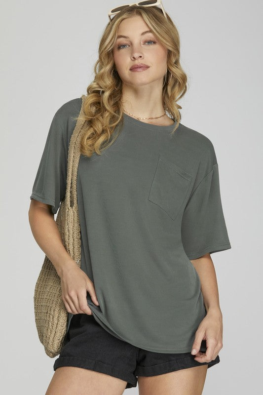 SS Round Neck Front Pocket Top