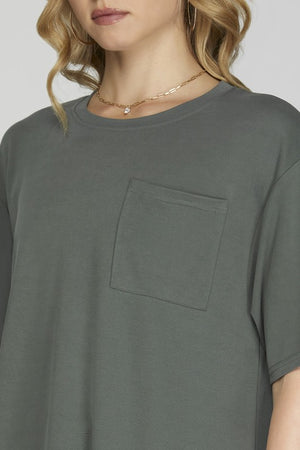 SS Round Neck Front Pocket Top