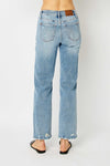 Mid Rise Distressed Straight Jeans