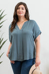 Plus Vertical Split Neck Top