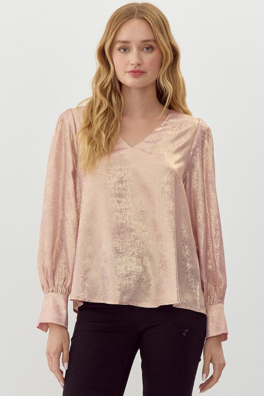 LS Metallic VNeck Top