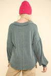 Rib Texture LS V-Neck Top