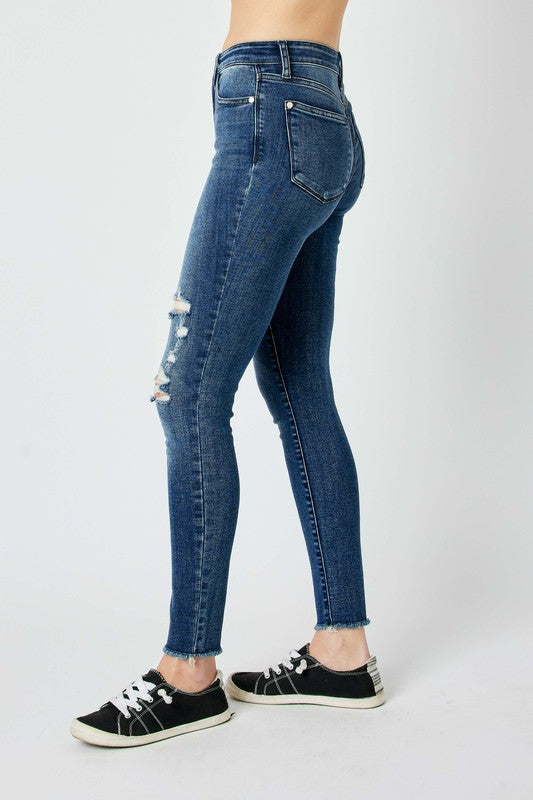 Fray Hem Super High Distressed Skinny Jeans