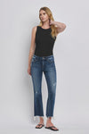 Convient Mid Rise Frayed Hem Crop Bootcut Jeans