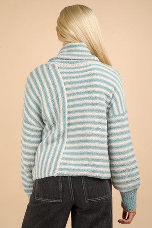 Soft Stripe Turtleneck Sweater Top