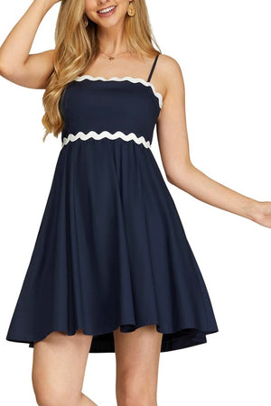 Ric Rac Bow Tie Back Mini Dress