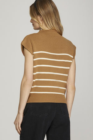 Mock Neck Stripe Sweater Top