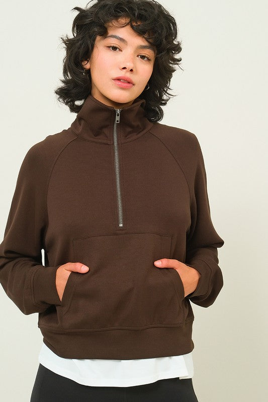 Half Zip Kangaroo Pocket Sweatshirt