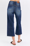 Mid Rise Tummy Control Crop Wide Leg Jeans