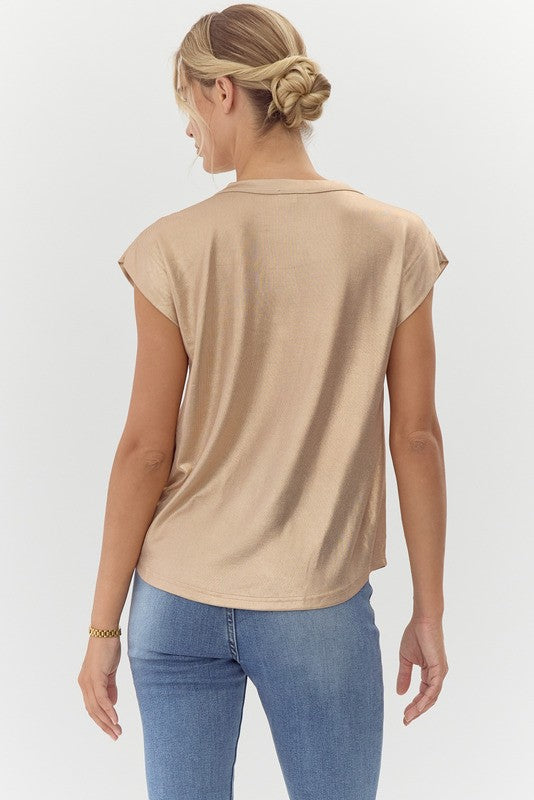 Cap Sleeve Metallic Top