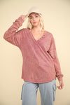 Washed V-Neck Terry Top