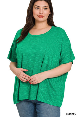 Plus Oversized Slub Pocket Hacci Top