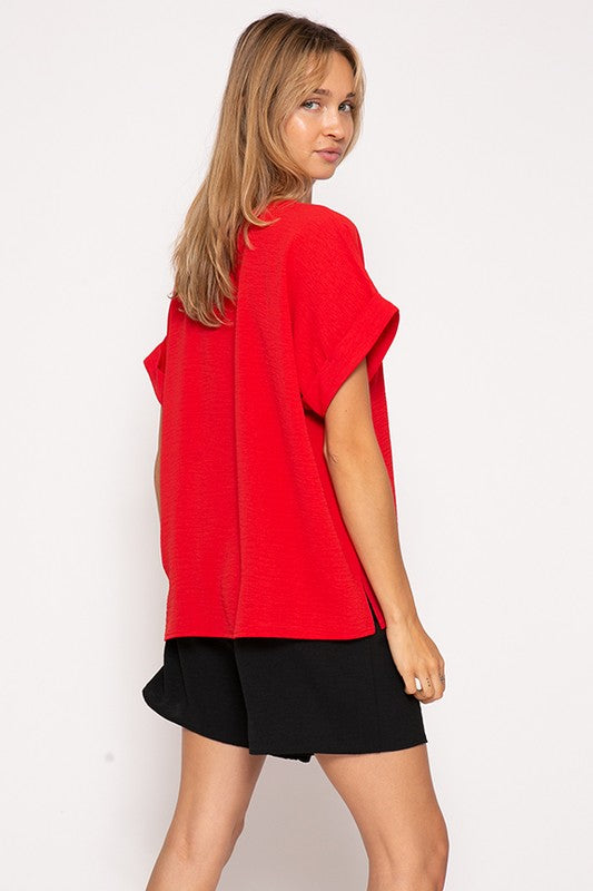 Airflow VNeck Cuff Sleeve Top