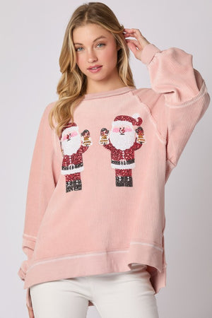 Santa Face Sequin Sweatshirt