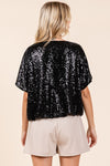 Elastic Hem Sequin Top