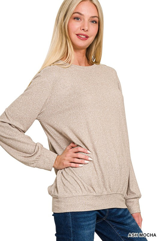 Soft Melange Round Neck Top