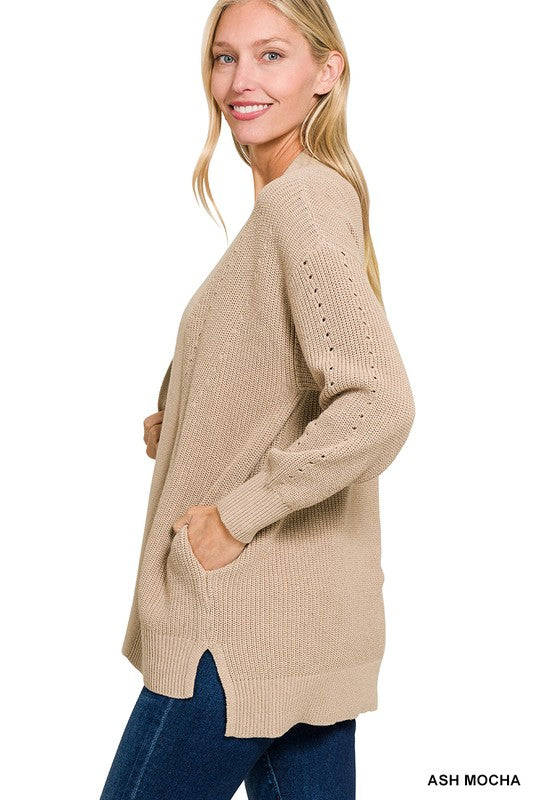 Eyelet Open Sweater Cardigan