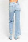 HW Side Seam Detail Wide Leg Jeans