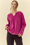 Notch Neck Textured Knit Top