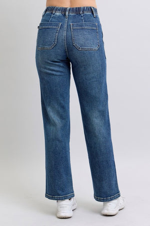 HW Drawstring Wide Leg Jeans